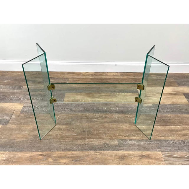 1970s Attributed to Leon Rosen for Pace Collection Glass & Bronze Console Table For Sale - Image 11 of 11