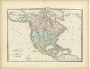 Antique Map of North America by Levasseur, 1875