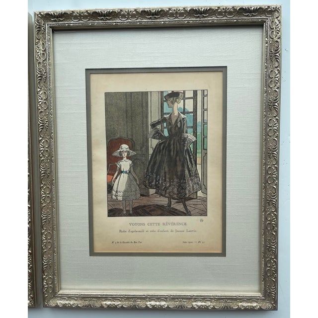 An exceptional pair of original 1920s French fashion plates from the premier luxury Art Deco periodical La Gazette du Bon...