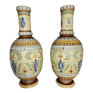 Late 19th Century Villeroy & Boch Mettlach Vases - a Pair