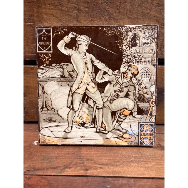 Antique Minton China Works Tile Set c.1880 Sir Walter Scott Waverley Scenes For Sale - Image 14 of 14