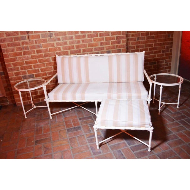 Brown Jordan Cast Metal Outdoor Settee, Ottoman & Accent Tables For Sale - Image 12 of 12