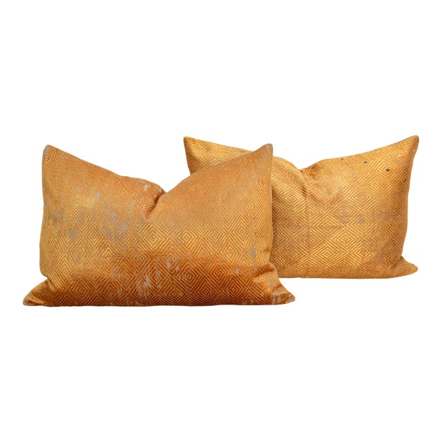 Maharaja's Accord, Set of 2 Heirloom Bagh Phulkari Pillows For Sale