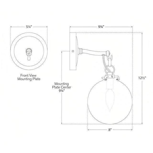 Visual Comfort Thomas O'Brien for Visual Comfort Signature Katie Small Globe Sconce in Hand-Rubbed Antique Brass with White Glass For Sale - Image 4 of 4