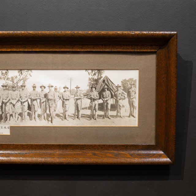 Early 20th Century Antique Military Panoramic Photo in Original Walnut Frame c.1910 For Sale - Image 5 of 7