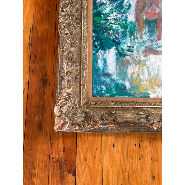 Antique French Impressionistic Painting on Canvas in Antique Wood Carved Frame For Sale - Image 4 of 6