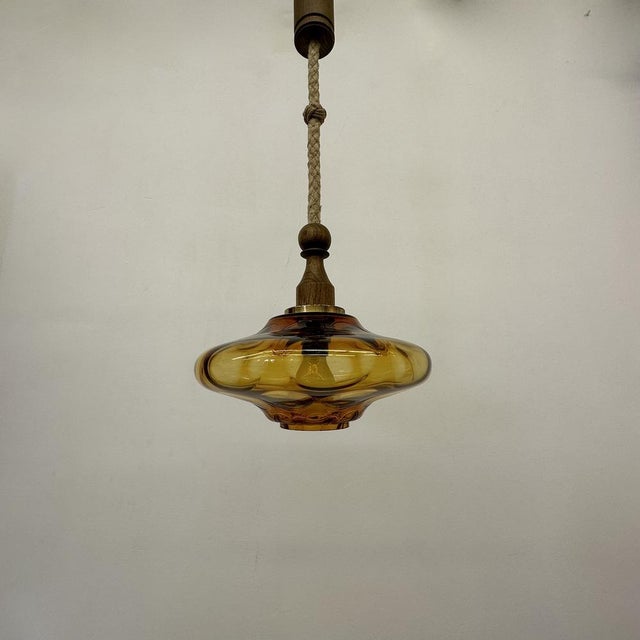 1970s Mid-Century Glass Pendant Lamp, 1970s For Sale - Image 5 of 18