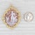 Figural Carved Shell Cameo Pendant Brooch 10k Gold Floral Wreath Woman Children For Sale - Image 4 of 4