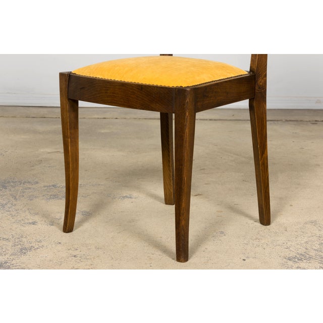 Pair of 1930s French Art Deco Mustache-Back Oak and Walnut Side Accent Chairs For Sale - Image 10 of 18