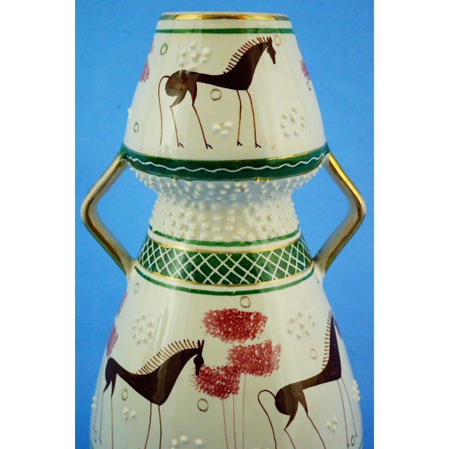 Vintage Ceramic Vase with Stylized Horses by Serafino Volpi, Italy, 1950s For Sale - Image 14 of 18