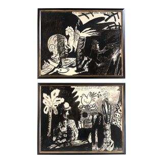 1980s Avant Garde Lionel Vinche Paintings, a Pair For Sale