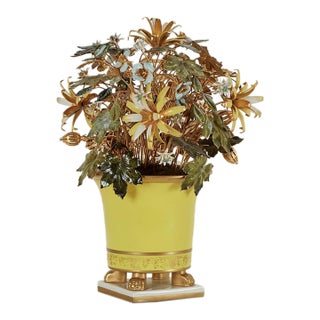 Vintage Italian Enameled Brass Flower Arrangement For Sale