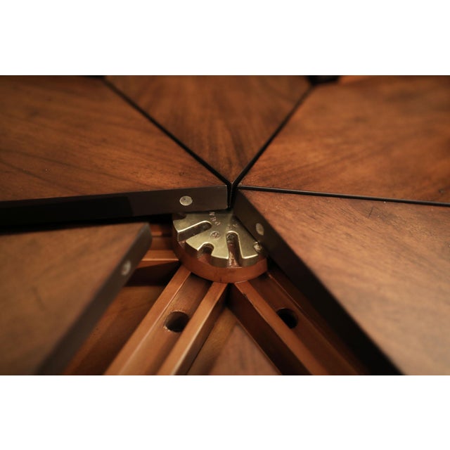 64-84 Round Large Solid Walnut Dining Table on Country Turned Legs. Distressed Reclaimed Wood Style Finish For Sale - Image 11 of 17