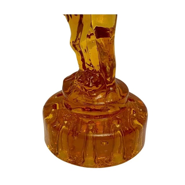 Art Deco 1940s Art Deco Cambridge Amber Glass 10 Hole Flower Frog For Sale - Image 3 of 8