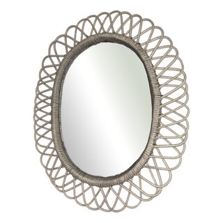 Mid-Century Wicker Mirror, 1960s For Sale