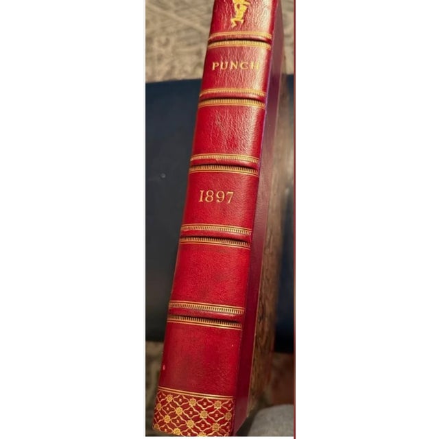 Late 19th Century 1897-1925 : King George III & Churchill Original Satire: The London Charivari - Punch Almanack Annual : 22 Leather-Bound Volumes For Sale - Image 5 of 10