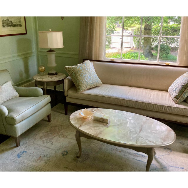 Modern Vintage Coffee/Side Tables With Faux Marble Tops For Sale - Image 3 of 12