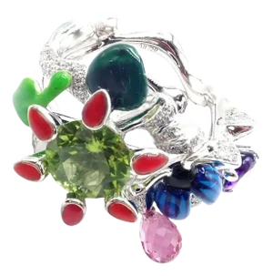 Christian Dior Milly Carnivora Epinosa Diamond Peridot Tourmaline Gold Ring