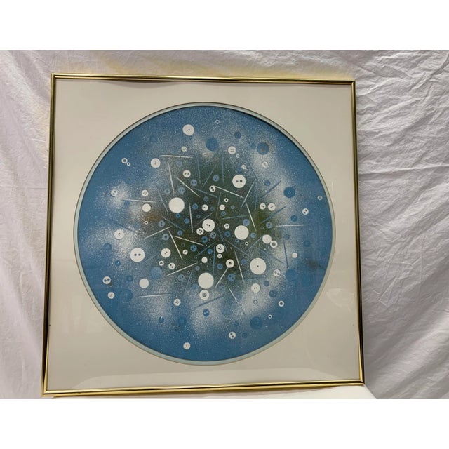 1960s "Button Orbit" Abstract Atomic Age Orbit Painting, Framed For Sale - Image 13 of 13