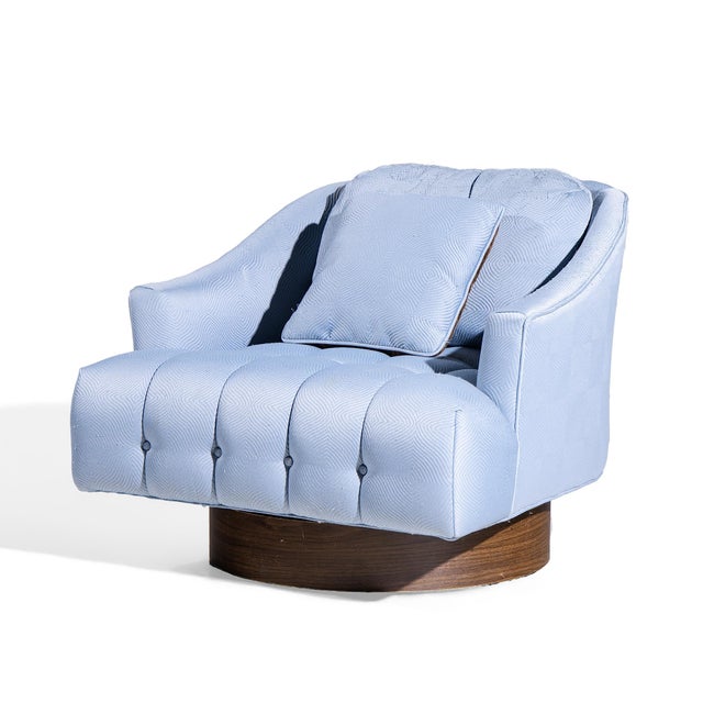 Harvey Probber Style Mid Century Walnut Swivel Lounge Chairs - Pair For Sale In Chicago - Image 6 of 12