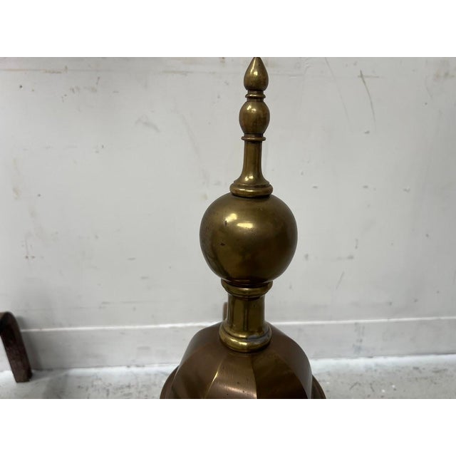 Metal Brass Log Andirons, Set of 2 For Sale - Image 7 of 16
