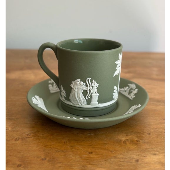This is a beautiful example of Wedgwood Jasperware in "Sage Green.” Sage Green is less common than the iconic "Portland...