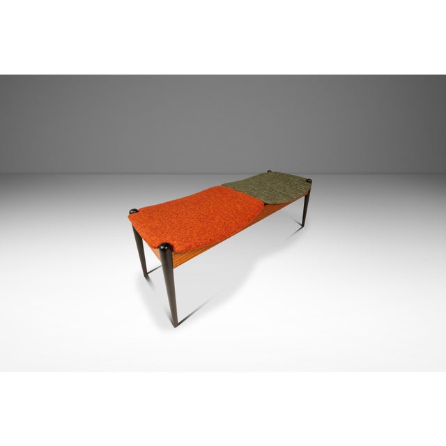 Textile Rare Mid-Century Modern Two Seater Sculpted Bench in Oak & New Two-Toned Upholstery by Arthur Umanoff, Usa, C. 1960s For Sale - Image 7 of 18
