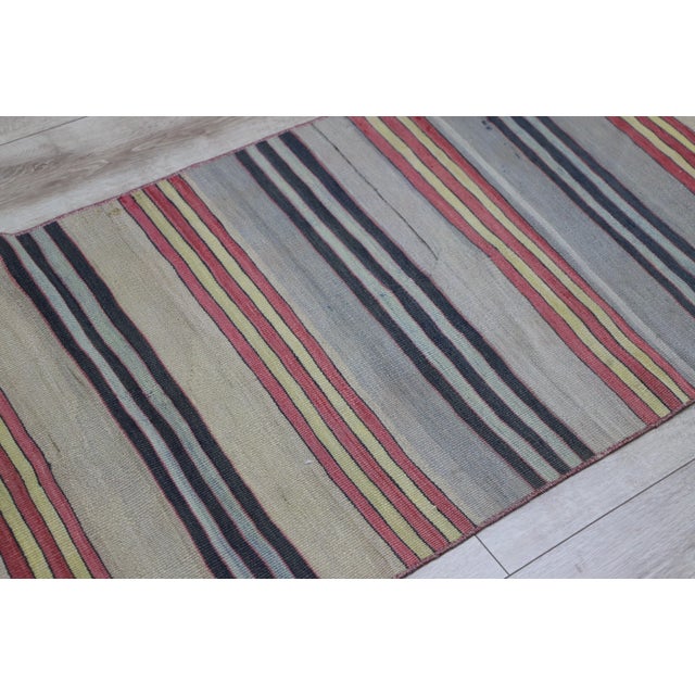 1970s 1970s Vintage Turkish Striped Runner Kilim For Sale - Image 5 of 10