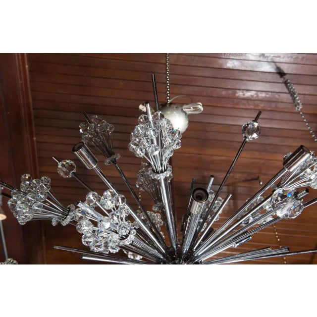 Chrome 1960s J. & L. Lobmeyr Starburst Chrome & Crystal Chandelier by Hans Harald Rath For Sale - Image 8 of 12