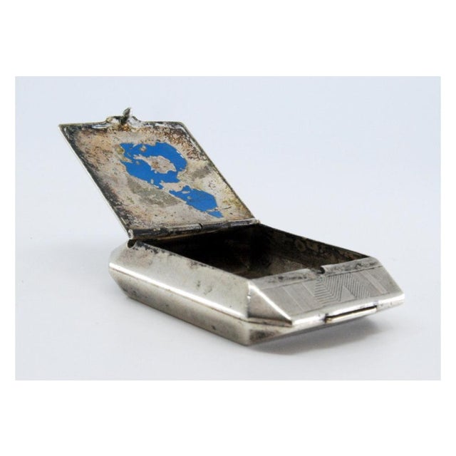 Metal Silver Pill Box with Hinged Lid For Sale - Image 7 of 10
