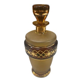 1930's Art Deco Gold & Amber Czech Decanter For Sale