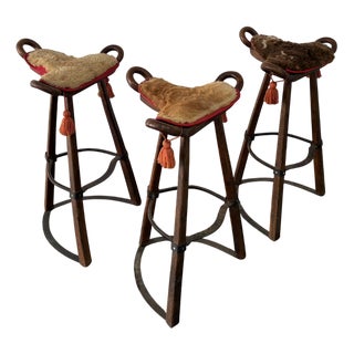 Vintage Brutalist Marbella Stools attributed to Sergio Rodrigues, 1970s, Set of 3 For Sale