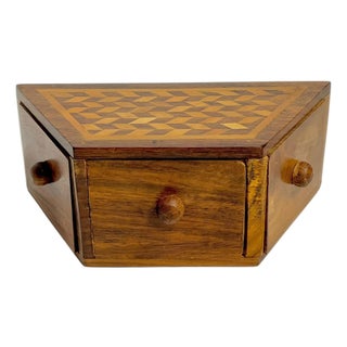 Vintage Folk Art Inlaid Spice Box – Mid 20th Century Cabin / Outsider Art For Sale