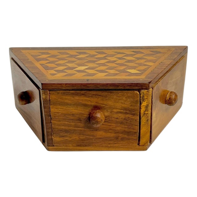 Vintage Folk Art Inlaid Spice Box – Mid 20th Century Cabin / Outsider Art For Sale