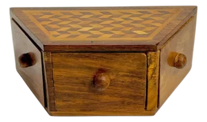Vintage Folk Art Inlaid Spice Box – Mid 20th Century Cabin / Outsider Art