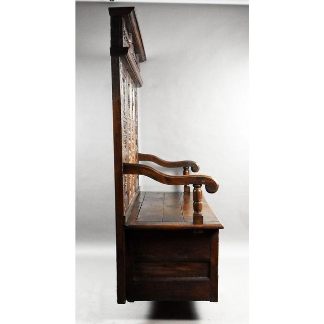 Carved Oak Hall Bench, 1890 For Sale - Image 10 of 14
