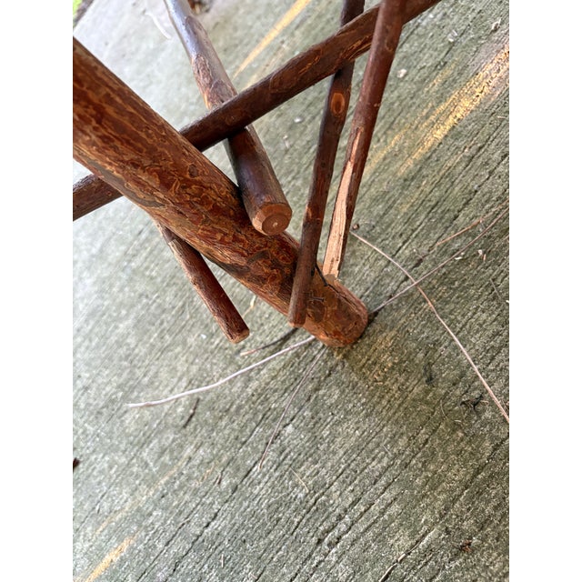 Wood Rustic Modern Adirondack Twig Chair and Ottoman Set For Sale - Image 7 of 8