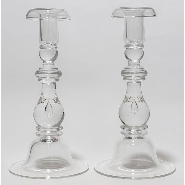Mid-Century Modern Steuben Teardrop Candlesticks - Pair For Sale - Image 3 of 15
