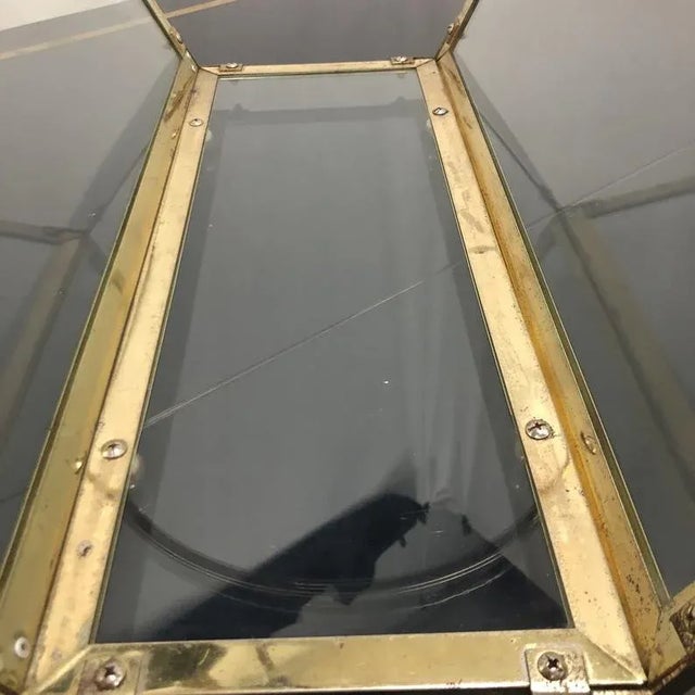 Vintage Brass & Glass Magazine Rack For Sale - Image 9 of 11