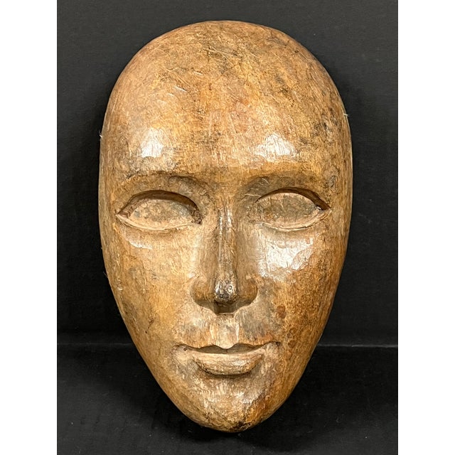 Folk Art Carved Wood Male Face Wall Plaque Decor Sculpture For Sale In New York - Image 6 of 10