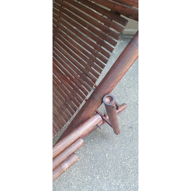 Bamboo and Wooden Slats Deck Chair, 1970s For Sale - Image 10 of 14