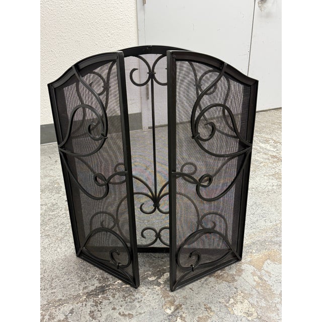 Metal Vintage Spanish Style Fireplace Screen For Sale - Image 7 of 12