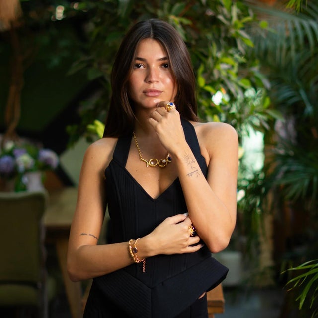 Pearl Eclipse Lapis Gold Necklace For Sale - Image 10 of 14