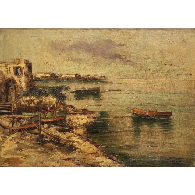 Alberto Corsini, On the Beach near Naples, Oil Painting on Canvas For Sale - Image 7 of 13