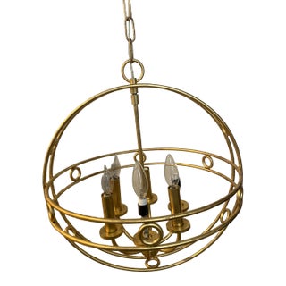 Vintage Indoor Gold Art Deco Style Chandelier For Sale