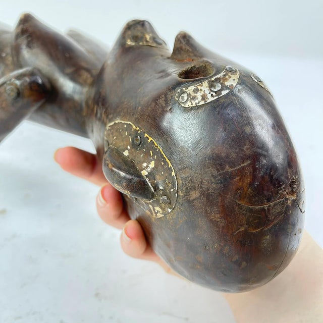 Early 20th Century Nyamwezi Wood Figure with Movable Arm For Sale - Image 9 of 10
