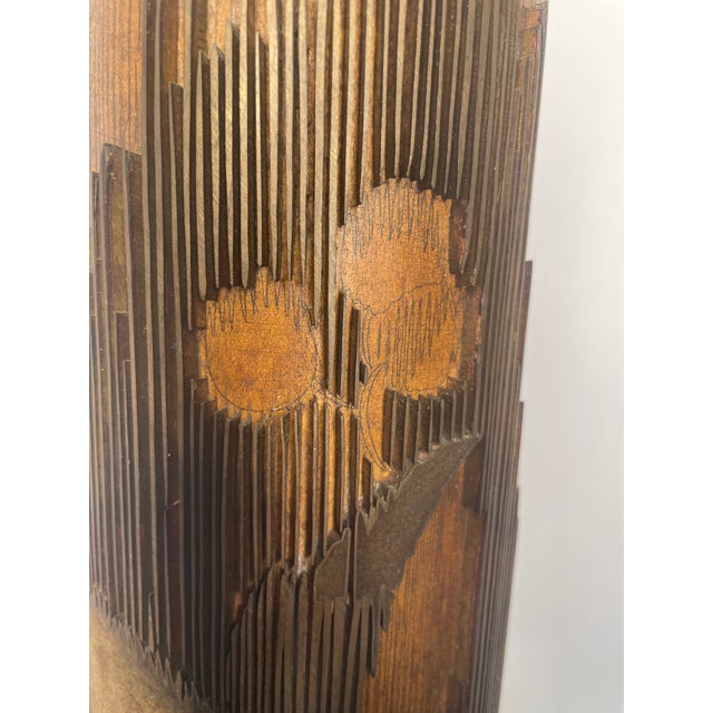 Mid-Century Modern Vintage Wallpaper Printing Roller Lamp For Sale - Image 3 of 7