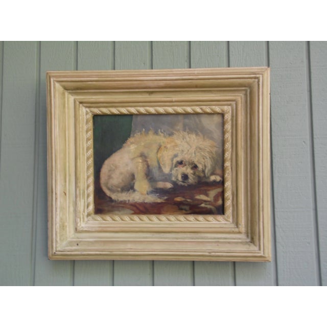 Mid 20th Century Vintage Painting Oil on Canvas Dog Portrait Framed O/C For Sale - Image 5 of 10