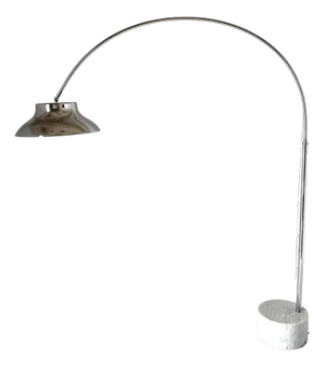 Adjustable Arch Floor Lamp in Steel and Marble, Italy, 1960s