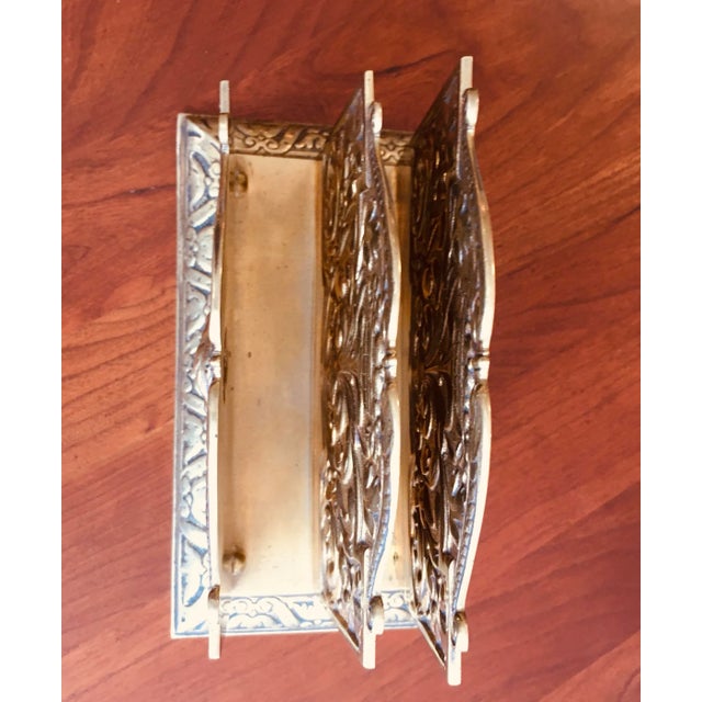 Antique Brass Three Slot Letter Holder For Sale - Image 4 of 7